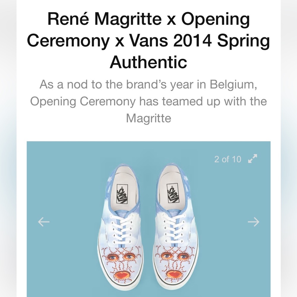 Rene Magritte x Opening Ceremony *Limited Edition Vans* Mens 5/ W 6.5